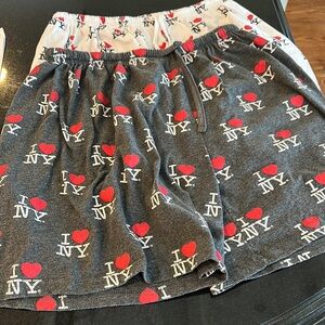 I Love NY Pajama Shorts 2 pairs adult large and adult medium